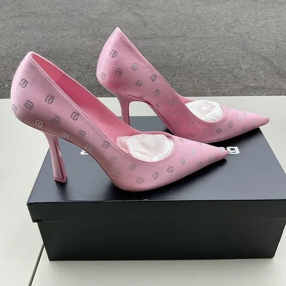 Alexander Wang Women's Delphine Crystal Logo Embellished Pumps Size 7 - Picture 5 of 6